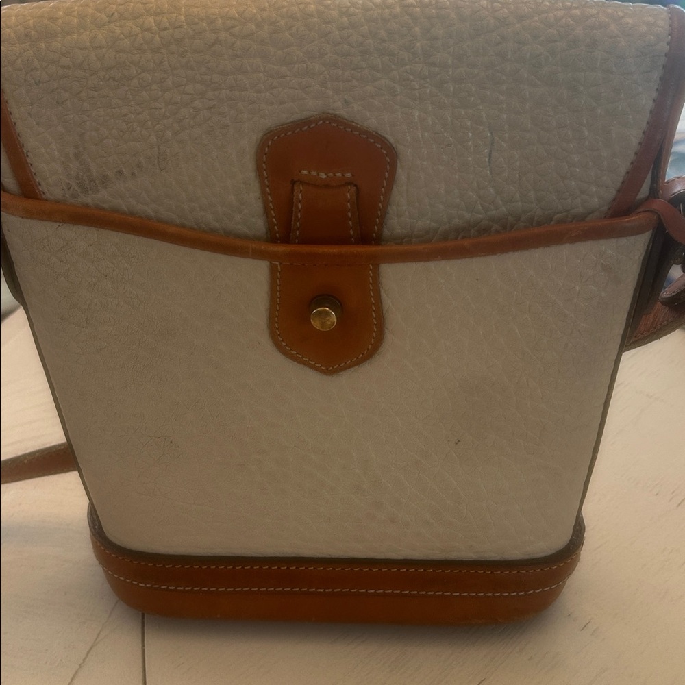 Vintage Dooney & Bourke AWL Calvary Spectator Taupe Brown Leather Crossbody Bag - Picture 3 of 9